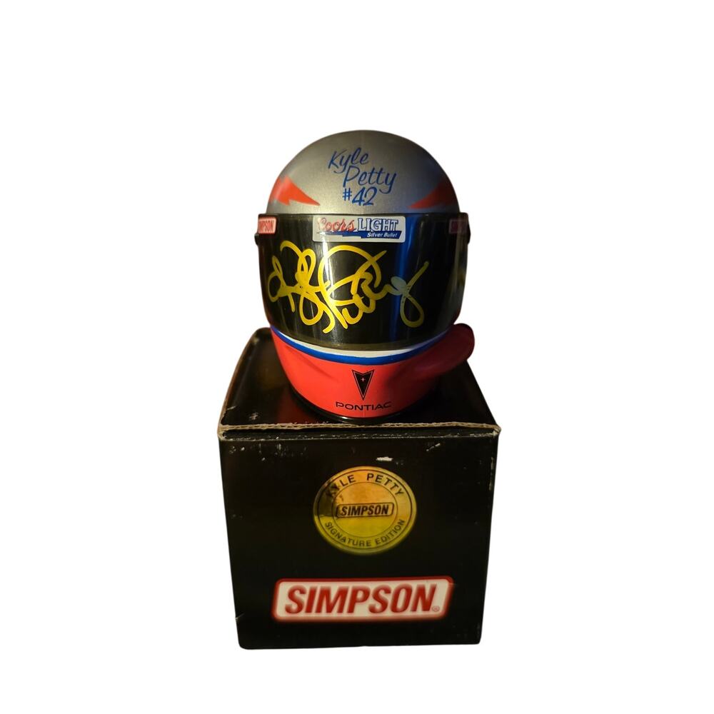 Kyle Petty #42 Coors Light Signed Simpson Mini Helmet NASCAR Trackside Autograph
